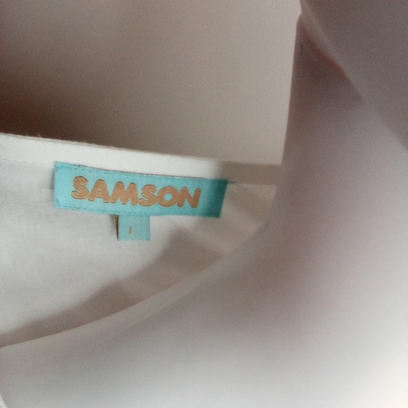 Women's Samson White Puff Sleeve Dress, Size Large, White - Picture 16 of 16